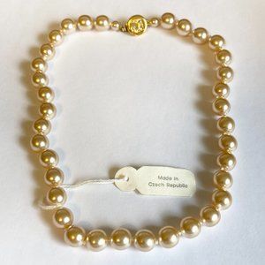 Vintage Cream Glass Pearl Necklace 16" 6mm Hand Knotted Choker Length